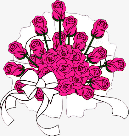 卡通粉色玫瑰花朵七夕浪漫情人节