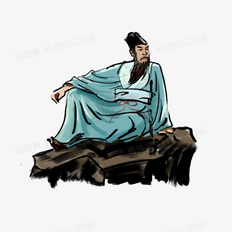 古代诗人苏轼坐姿形象元素