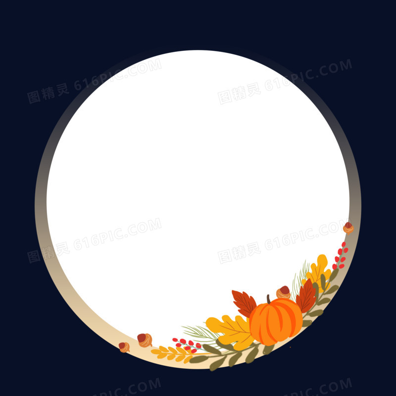 秋季落叶黄色圆形边框元素