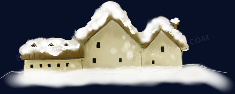棕色冬季雪花房屋建筑