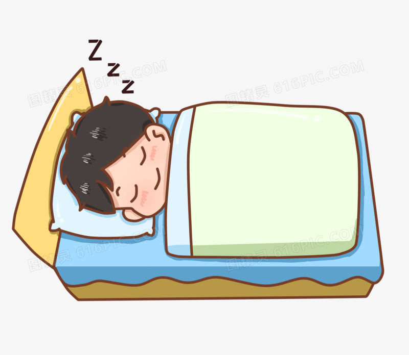 卡通男孩寒假生活睡觉免抠元素