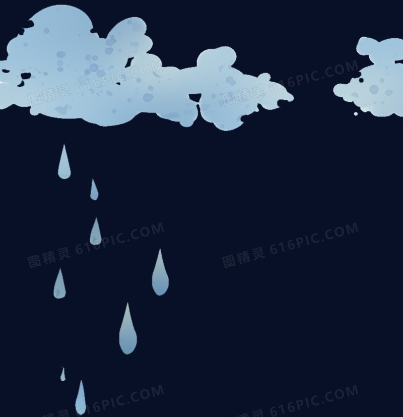 蓝色云雨滴卡通