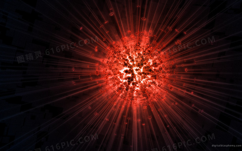 红色爆炸光球海报背景