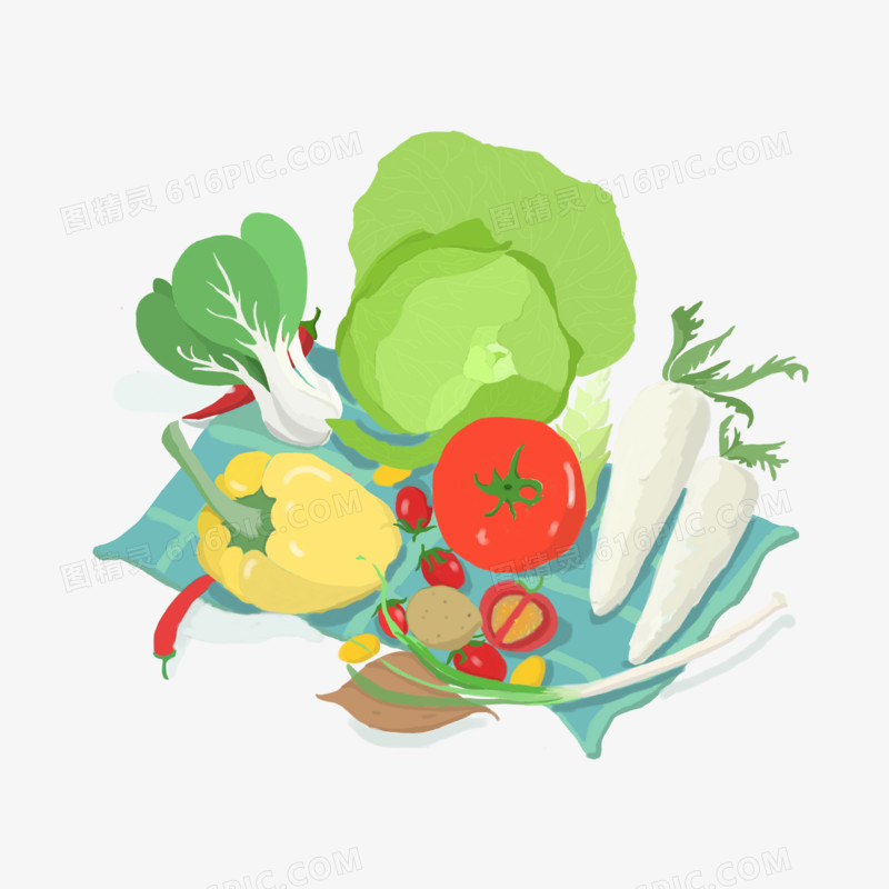 手绘健康果蔬蔬菜元素
