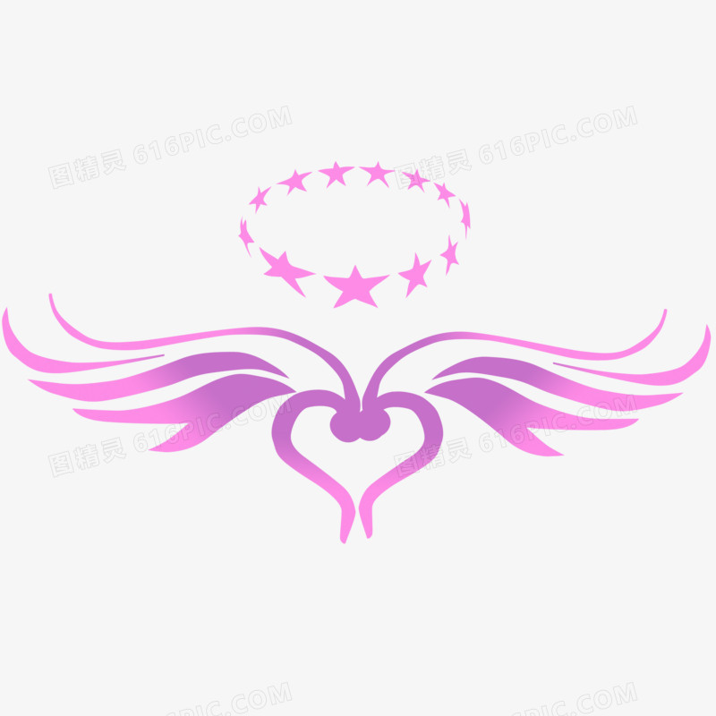 粉色展翅天使之翼免抠元素