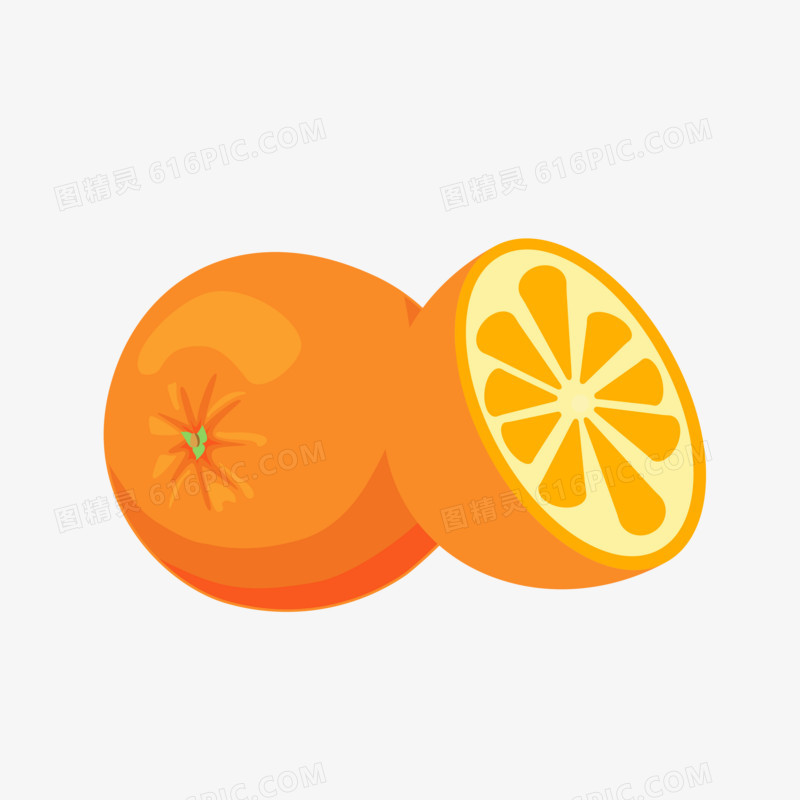 手绘甜橙免抠元素