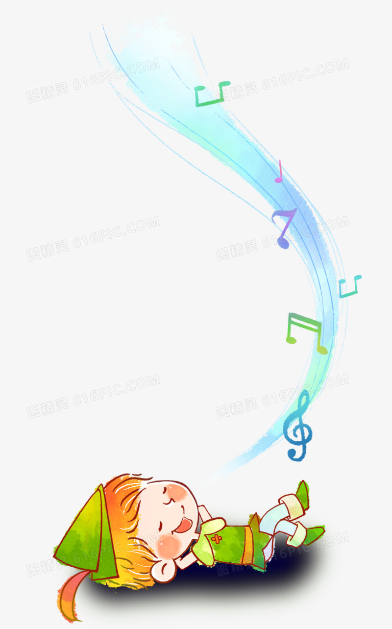 唯美卡通可爱小男孩听音乐