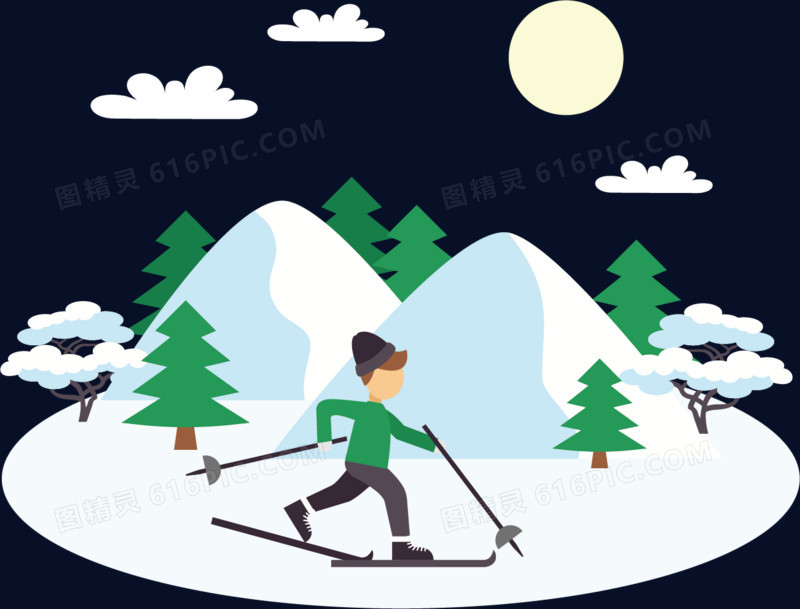 滑冰雪景冬季素材