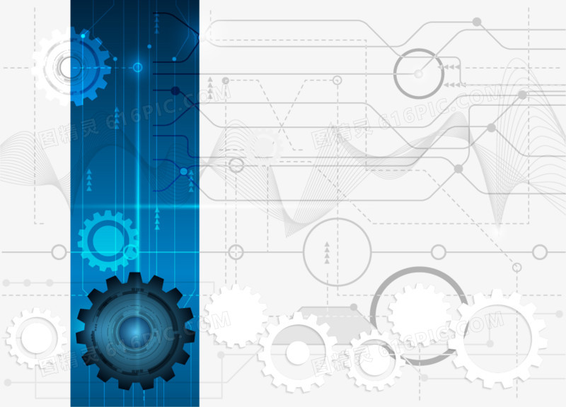 矢量齿轮与商务科技元素素材