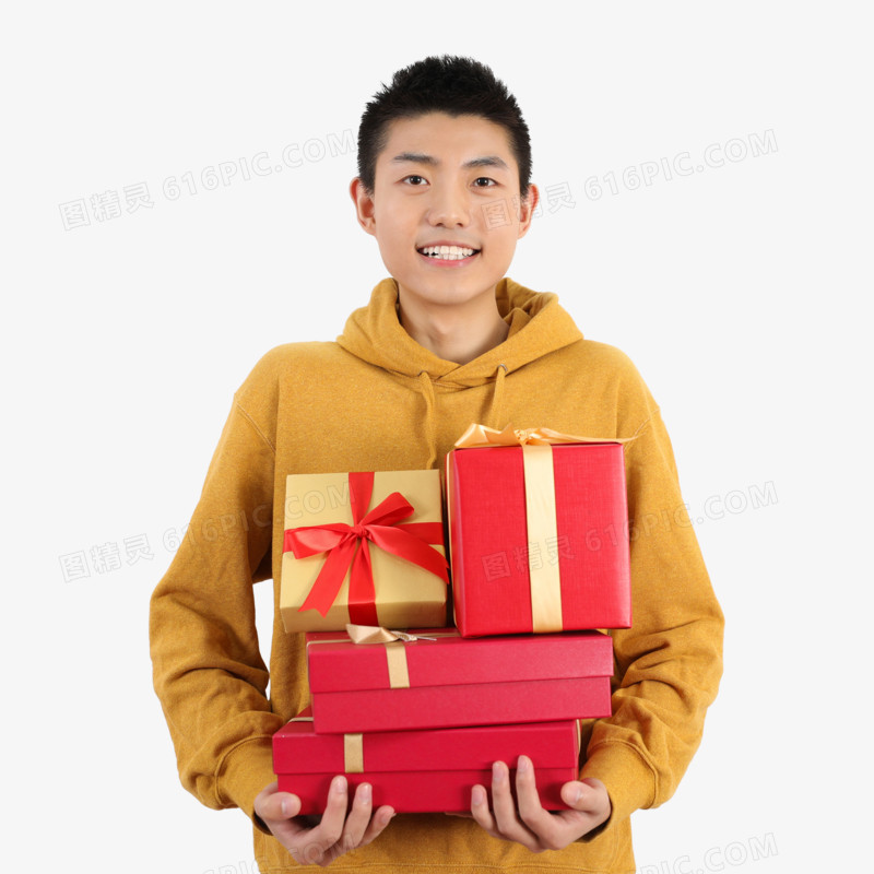 男子捧着礼物盒免抠实拍元素
