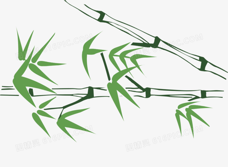 绿色手绘中式竹叶风光