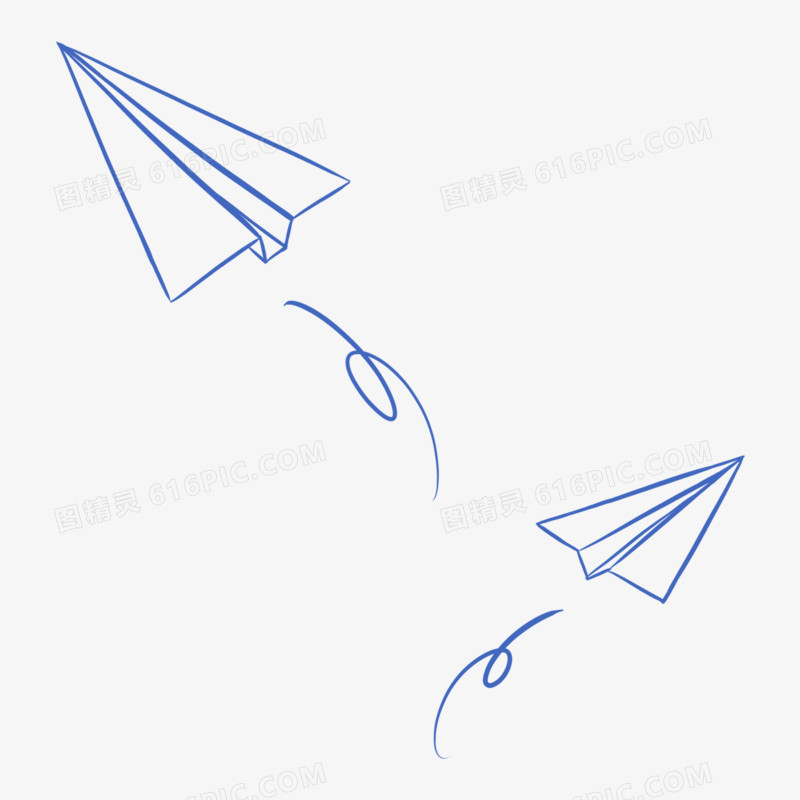 蓝色纸飞机手绘卡通免抠元素