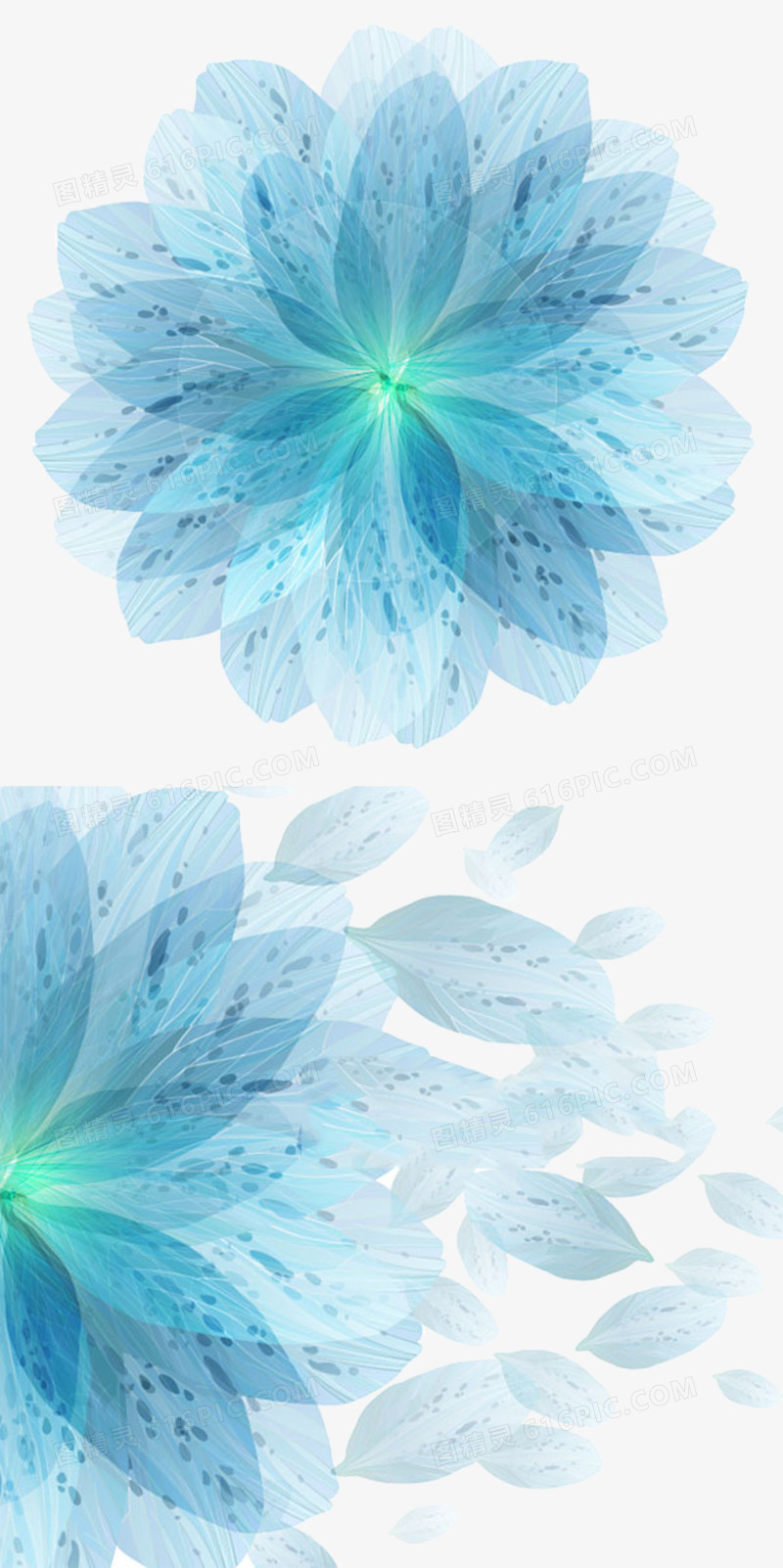 蓝色幻彩花卉矢量素材