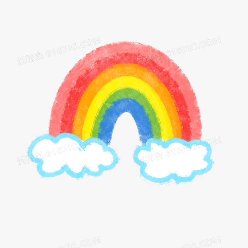 卡通云朵儿童画彩虹元素