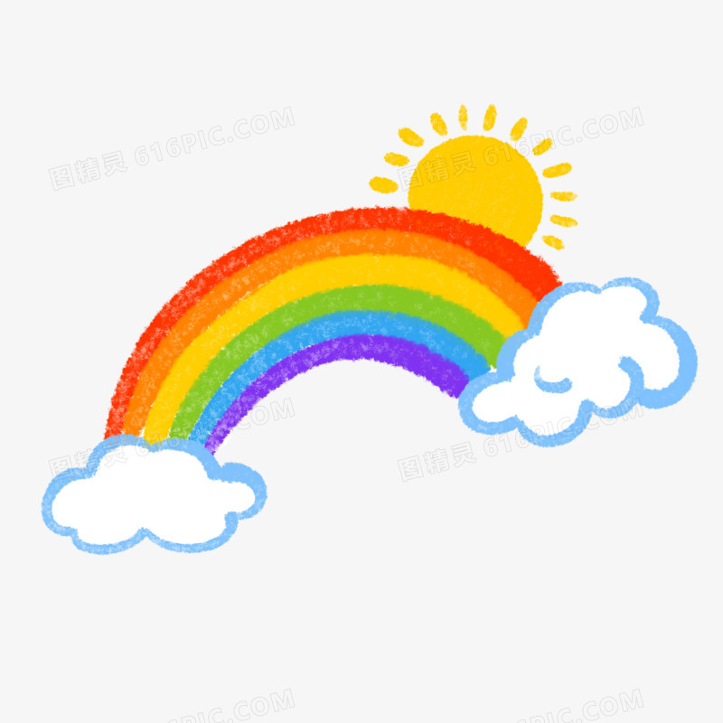 卡通云朵儿童画彩虹元素