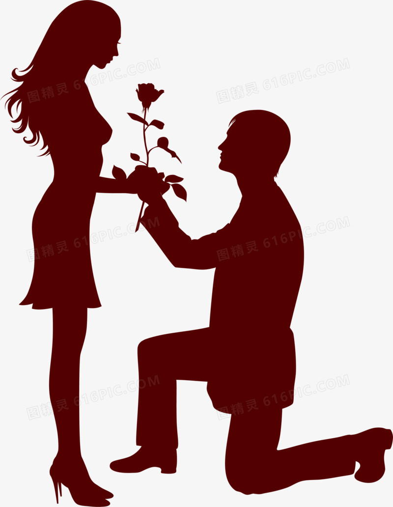 人物求婚玫瑰花素材