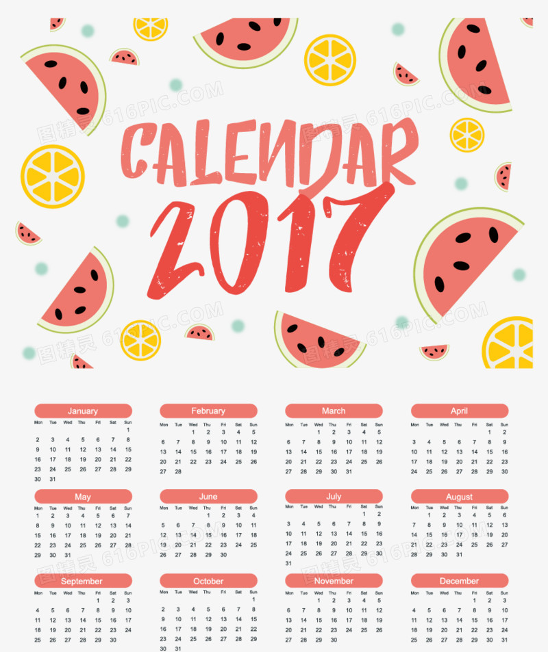 水果西瓜背景新年日历