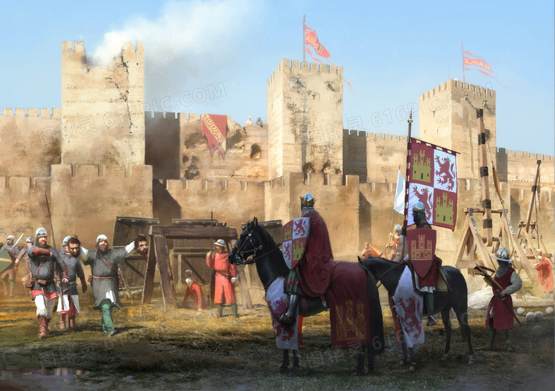 中世纪骑士城堡插画