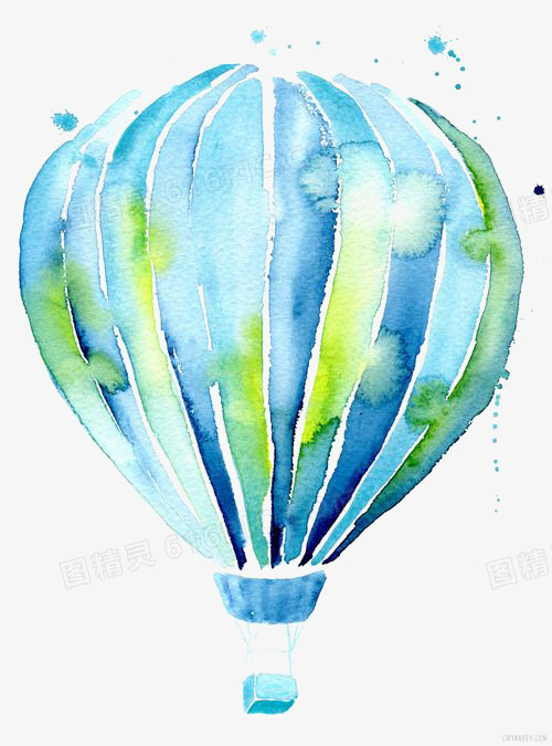 热气球卡通水彩手绘简约