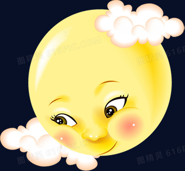黄色卡通太阳云朵笑脸