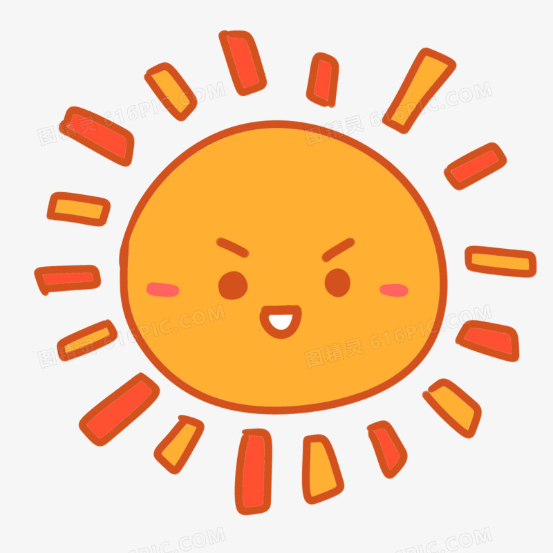 手绘卡通可爱小太阳表情包元素