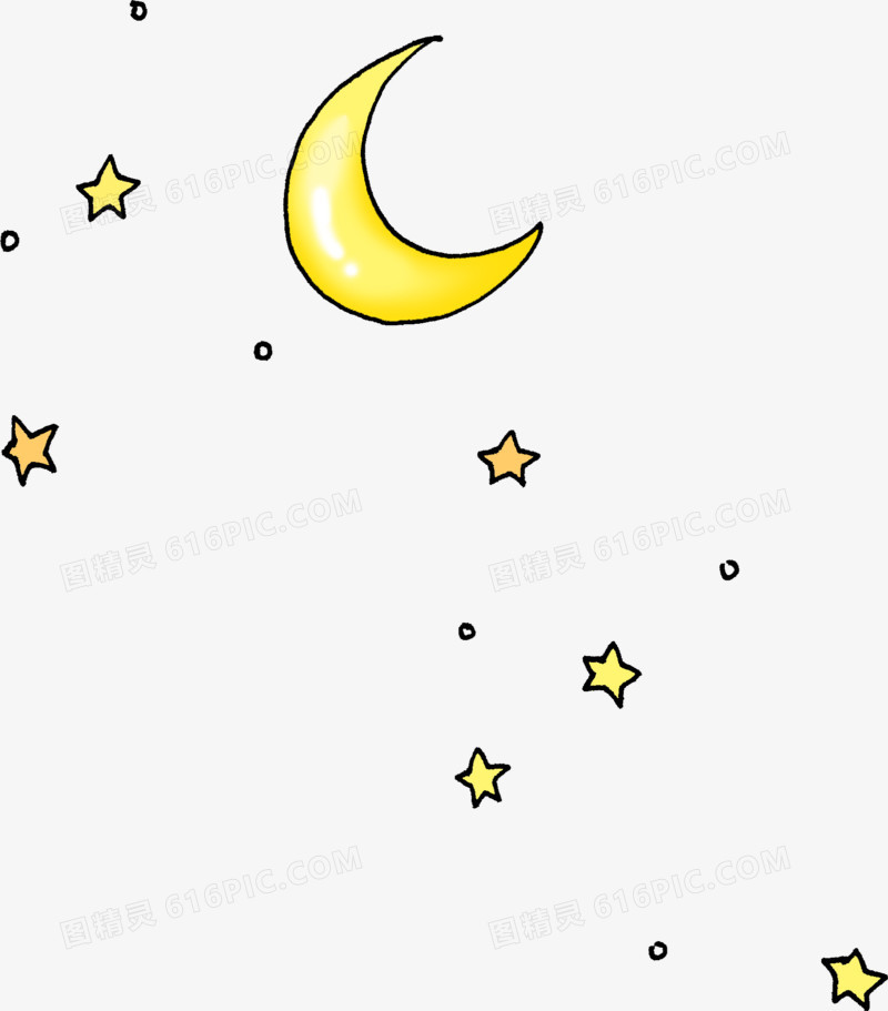 手绘黄色卡通星星月亮儿童