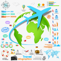 创意环球旅行信息图ppt矢量素材