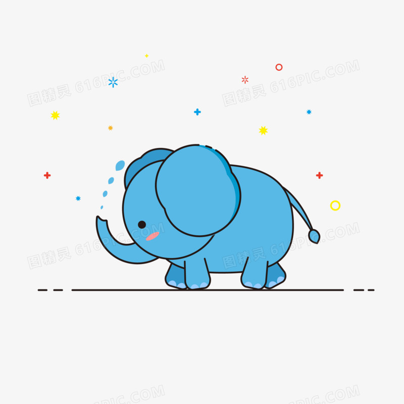 MBE卡通可爱蓝色大象免抠元素