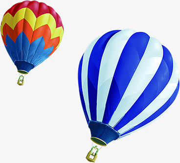 彩色条纹设计热气球漂浮