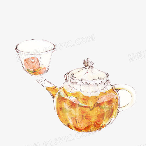 红茶手绘画素材图片