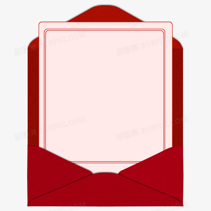红色信纸边框免抠元素