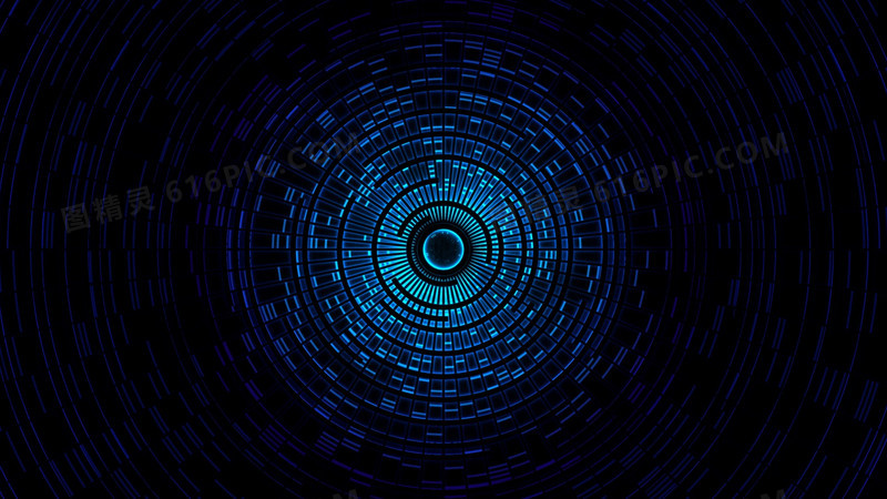 抽象的蓝色灯光隧道图