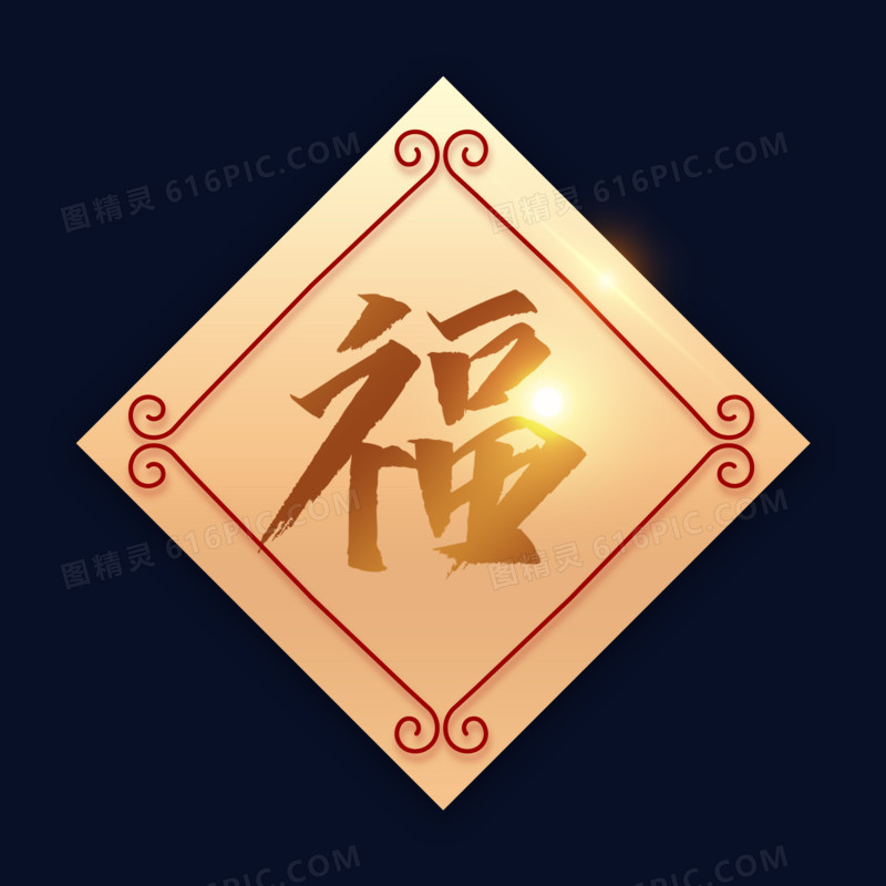 新年中国年福字门联装饰元素