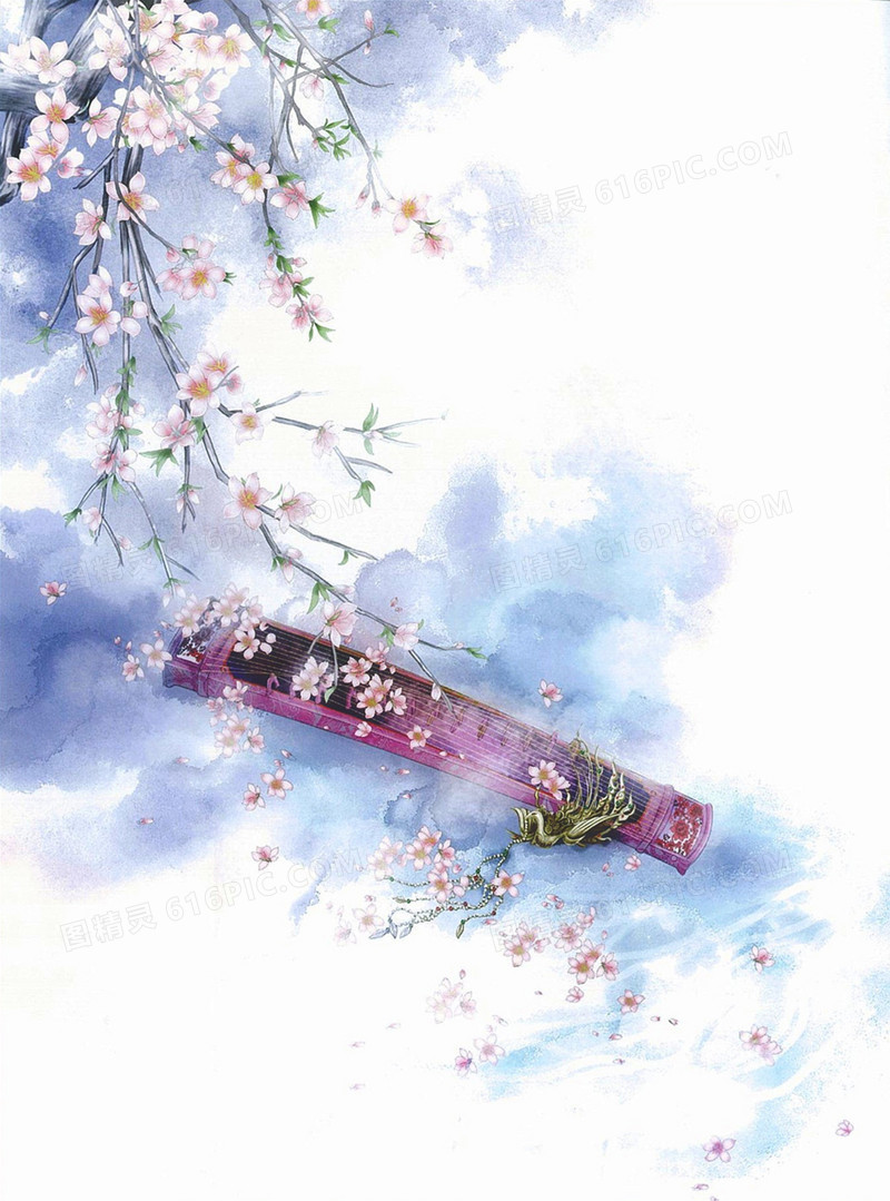 手绘水墨花朵插画