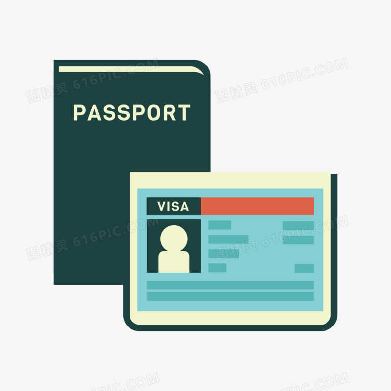 矢量扁平护照本免抠图标元素