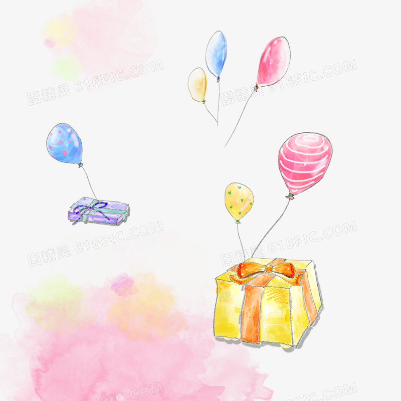 卡通节日气氛装饰气球蜡笔画