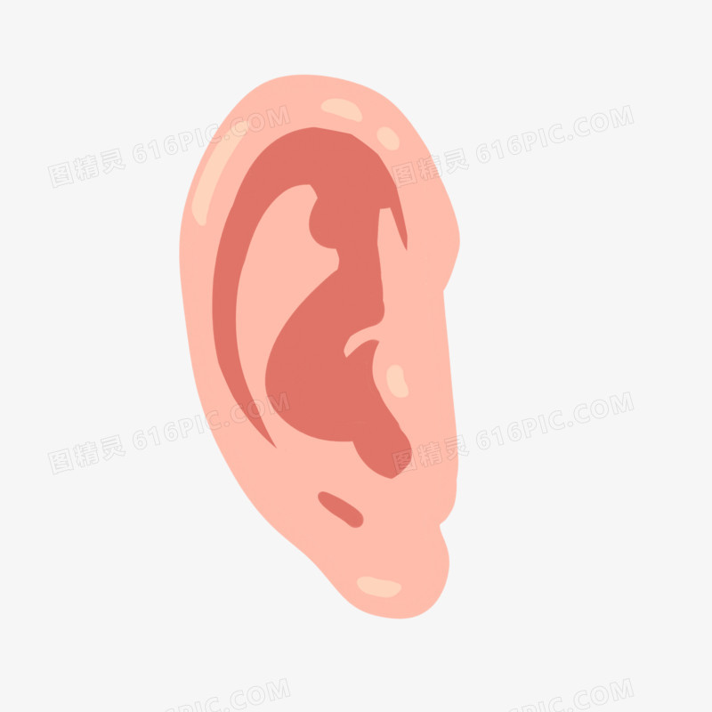 手绘简易五官素材耳朵元素