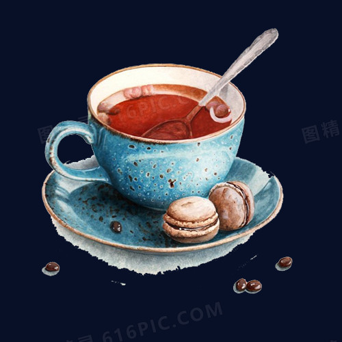 咖啡甜点手绘画素材图片