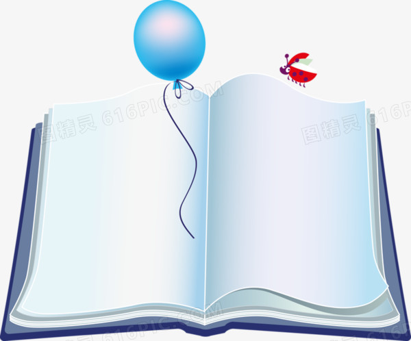 手绘蓝色卡通气球书本
