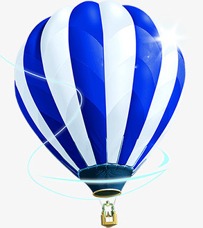 一只蓝白相间热气球