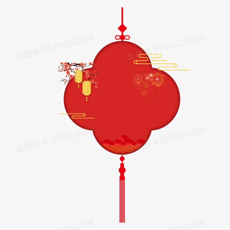 红色中国结喜庆中式边框元素