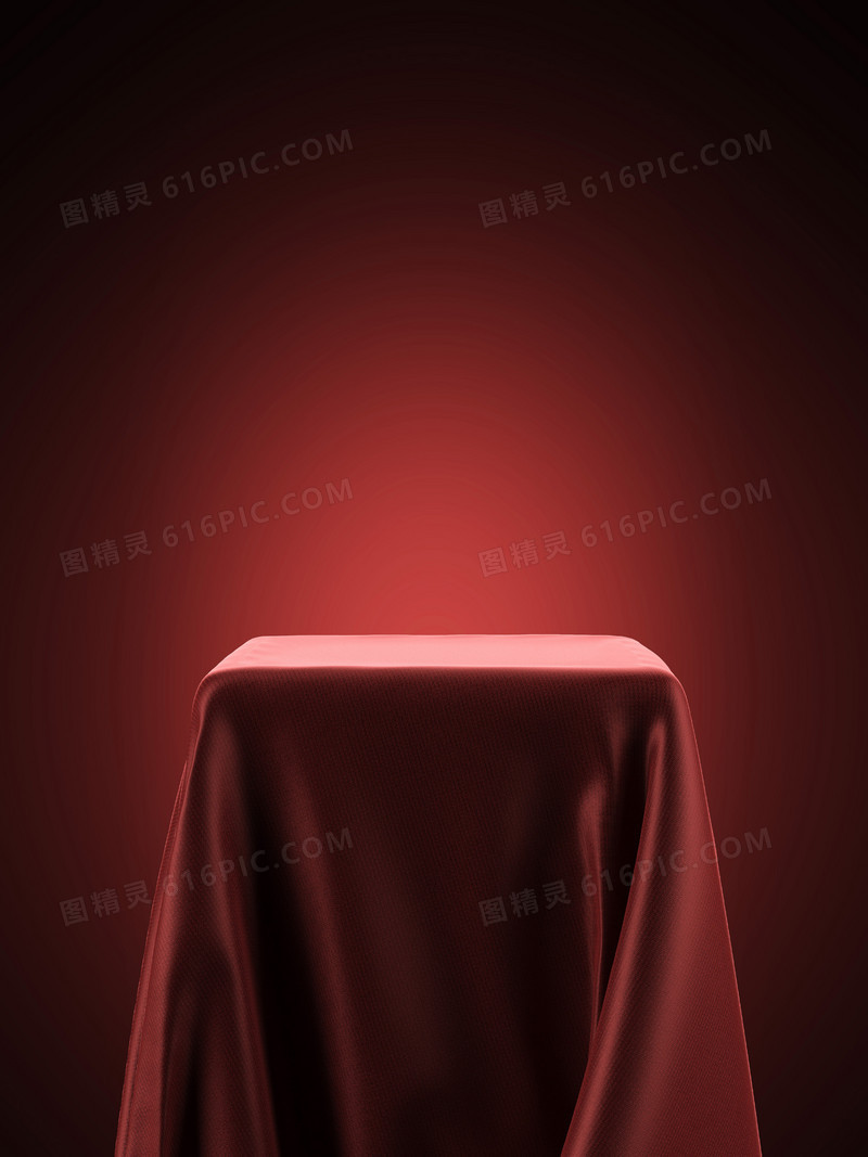 红色丝绸展示平台海报背景