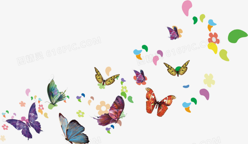 彩色卡通飘浮蝴蝶设计