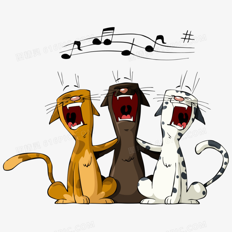 矢量猫咪唱歌