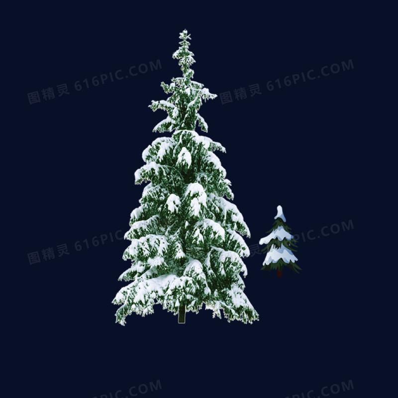 雪中的圣诞树