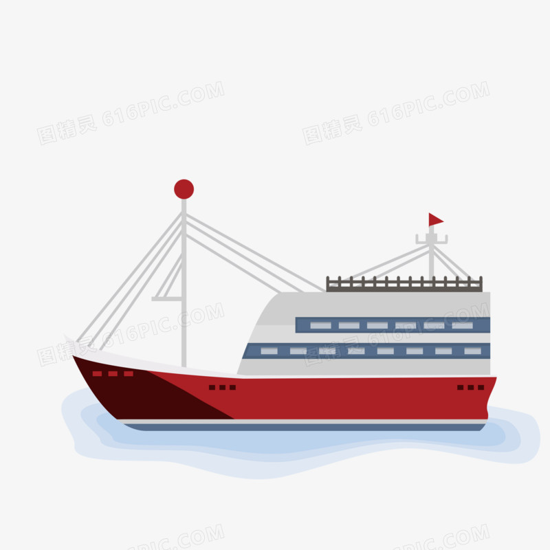 扁平卡通航海轮船手绘元素
