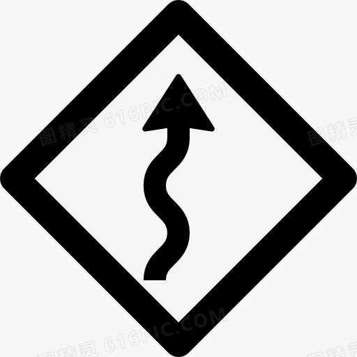 弯曲的道路警示标志图标