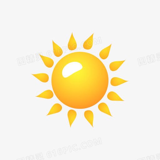 太阳图标 卡通太阳图标  黄色太阳 pn