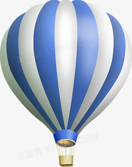 蓝色卡通条纹热气球装饰手绘