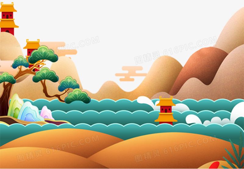 卡通彩色场景唯美